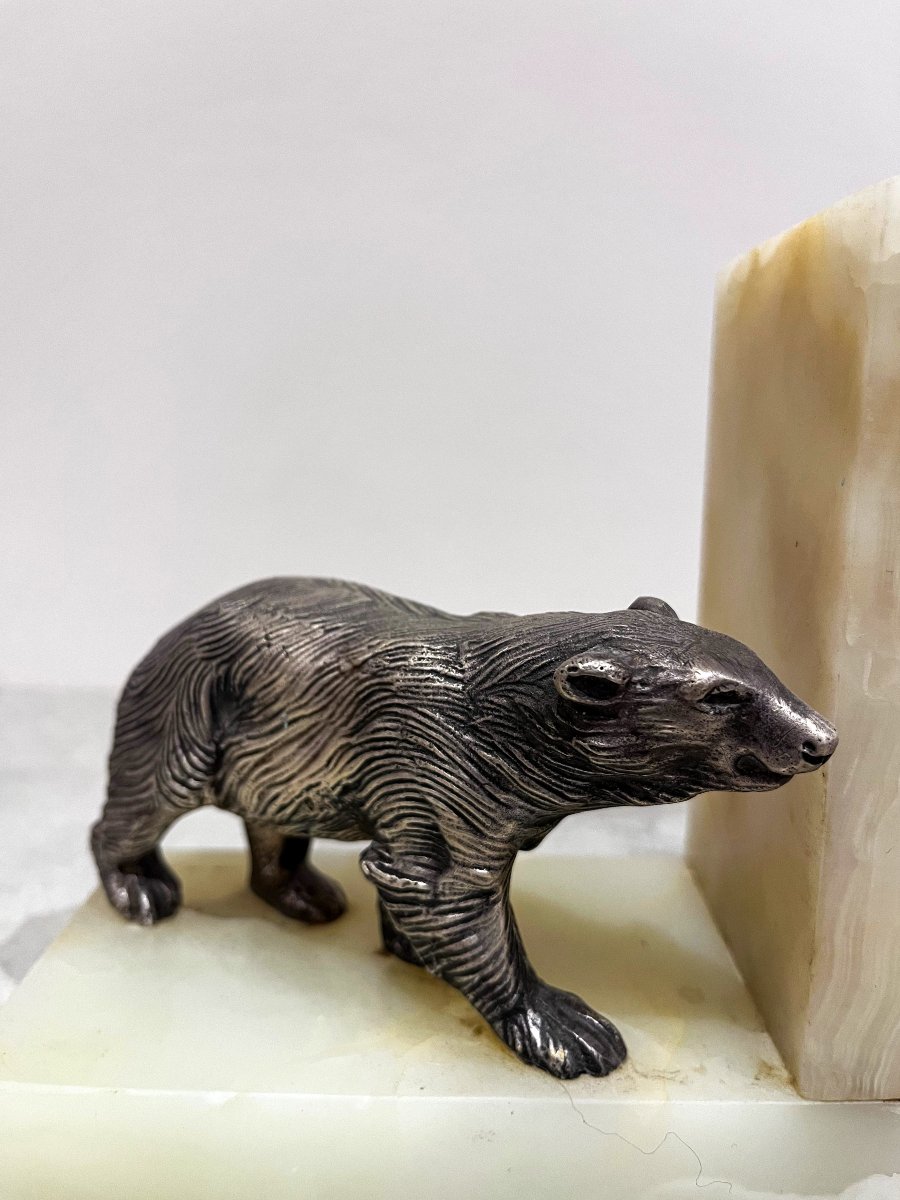 Bronze Bear Bookends, Art Deco-photo-4