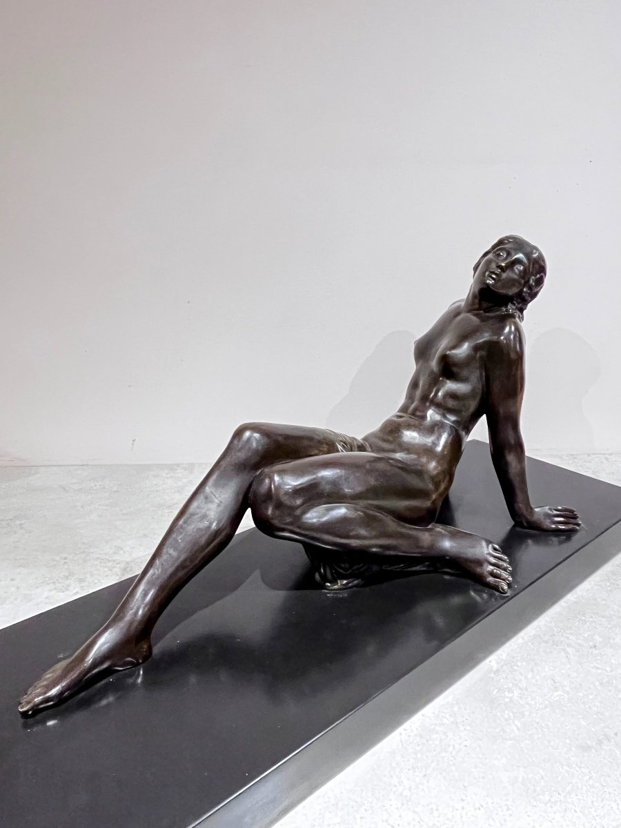 Art Deco Bronze Of A Languid Woman By Jaume Martrus I Riera-photo-2