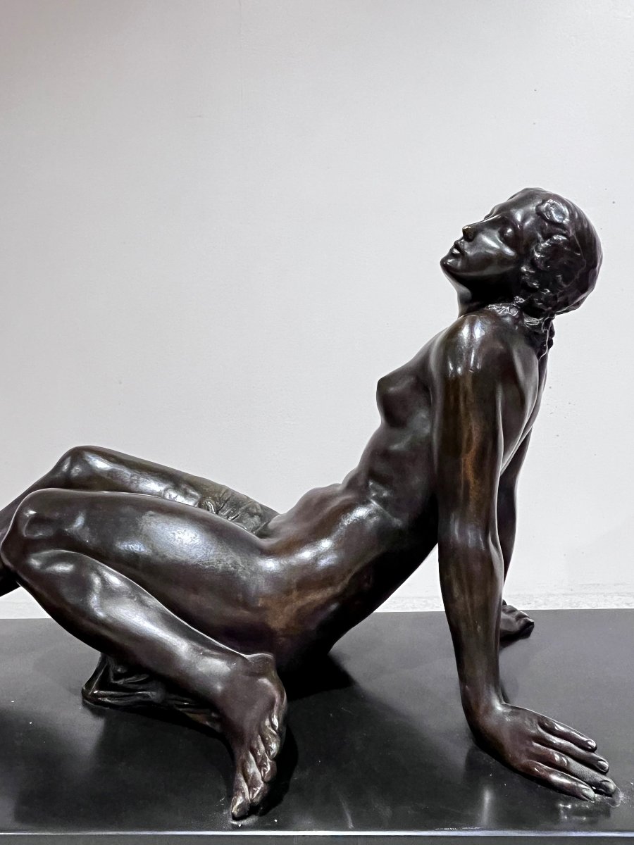 Art Deco Bronze Of A Languid Woman By Jaume Martrus I Riera-photo-3