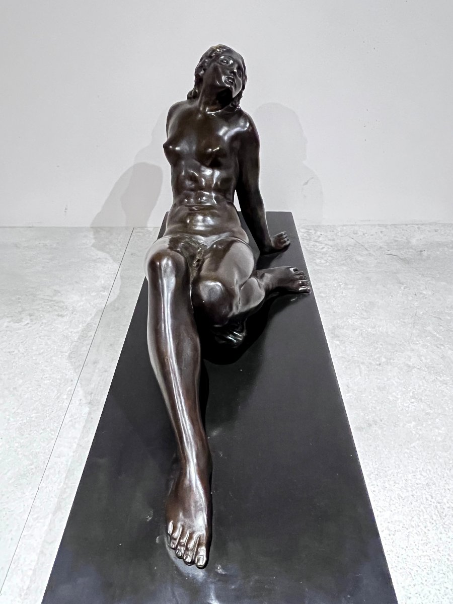 Art Deco Bronze Of A Languid Woman By Jaume Martrus I Riera-photo-1