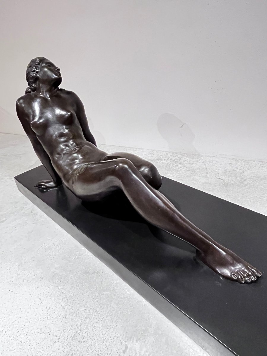 Art Deco Bronze Of A Languid Woman By Jaume Martrus I Riera-photo-2
