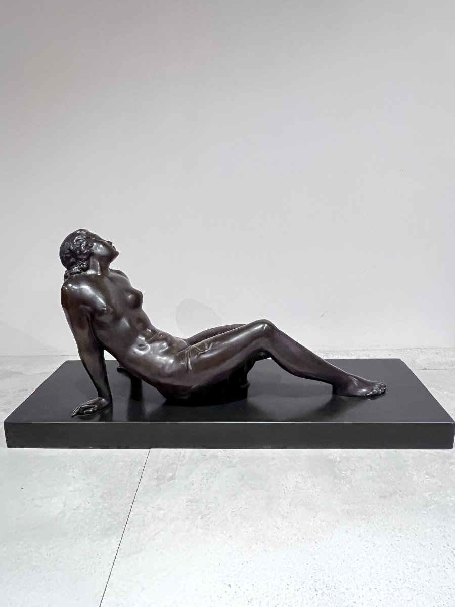 Art Deco Bronze Of A Languid Woman By Jaume Martrus I Riera-photo-3