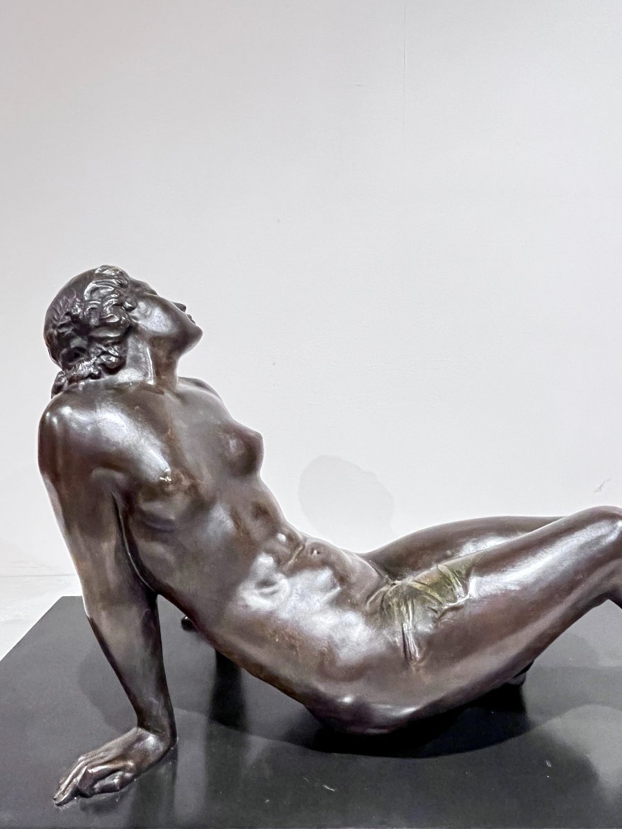 Art Deco Bronze Of A Languid Woman By Jaume Martrus I Riera-photo-4