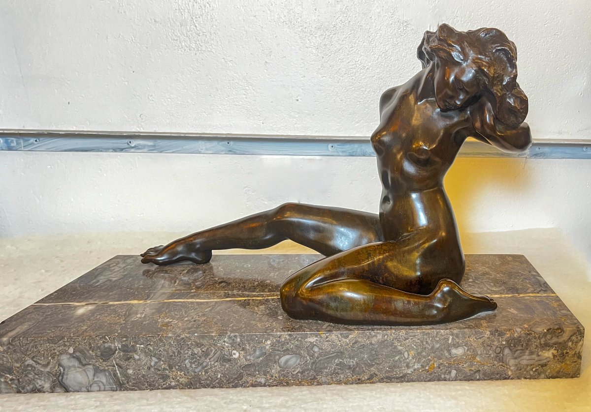 Bronze Art Déco, Nu de femme, Italie, 1930-photo-4