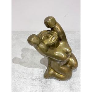 Bronze Nude Woman With Long Hair, By Jean-jacques Bassat, 20th Century