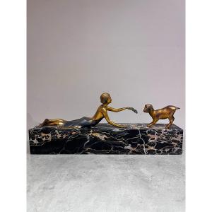 Art Deco Bronze, Woman With Lamb