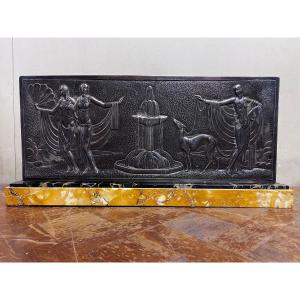 Bronze Plaque With Silver Patina, Art Deco