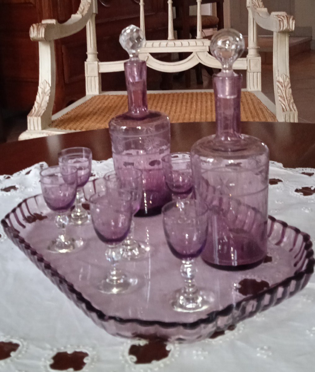 Saint-louis Liqueur Service, Violine Color - Early 19th Century