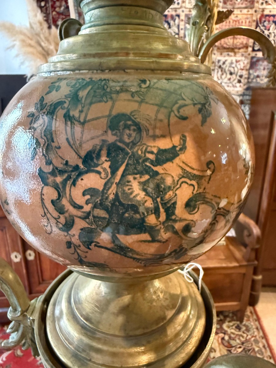 Lustre à Suspension à Huile Matador Et Bougies En Bronze Et Opaline Napoléon III - XIXe Siècle-photo-7