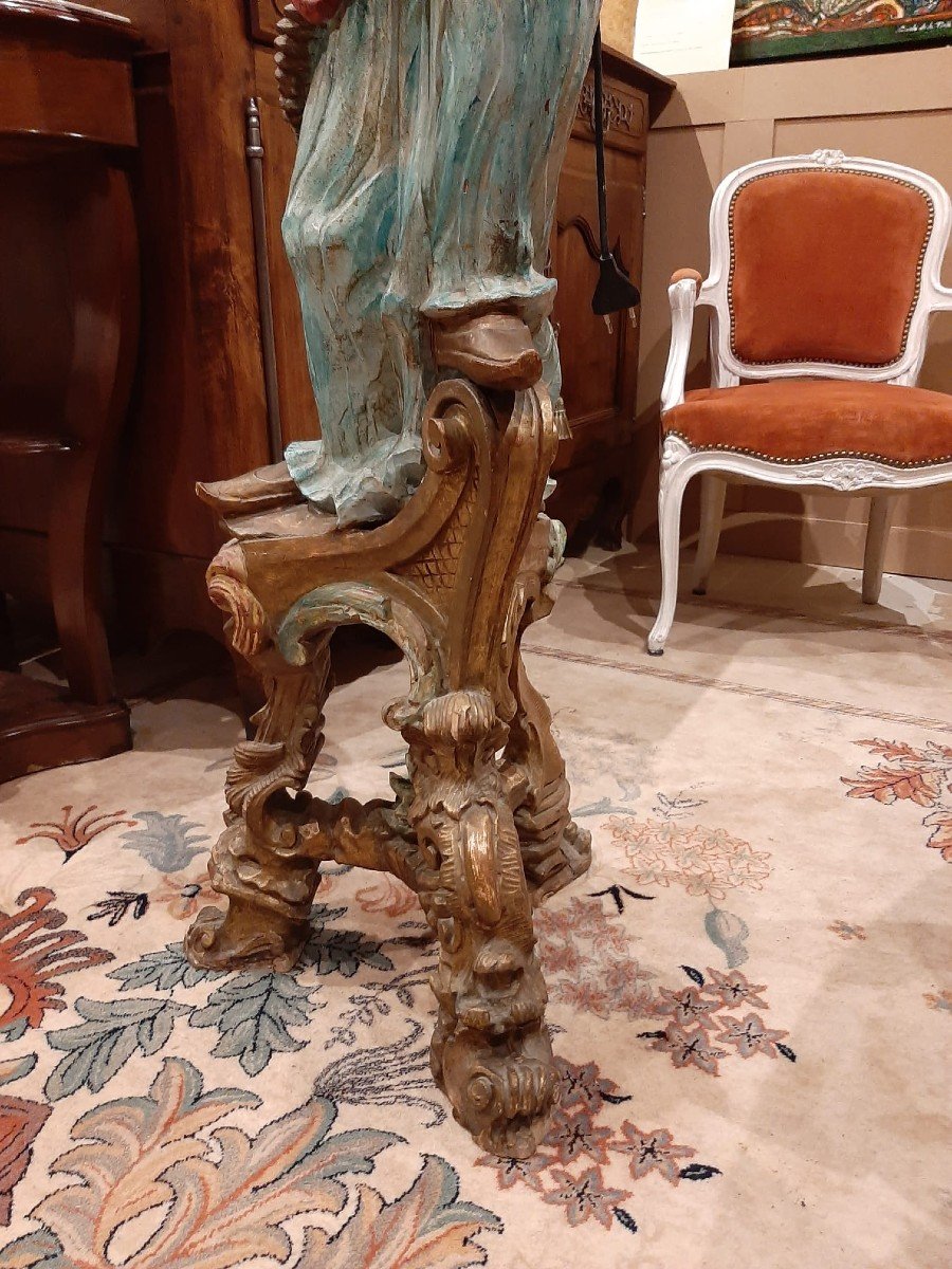 Serviteur Nubien, Sculpture En Bois Peint Et Doré, Venise Début XIXème Siècle-photo-4
