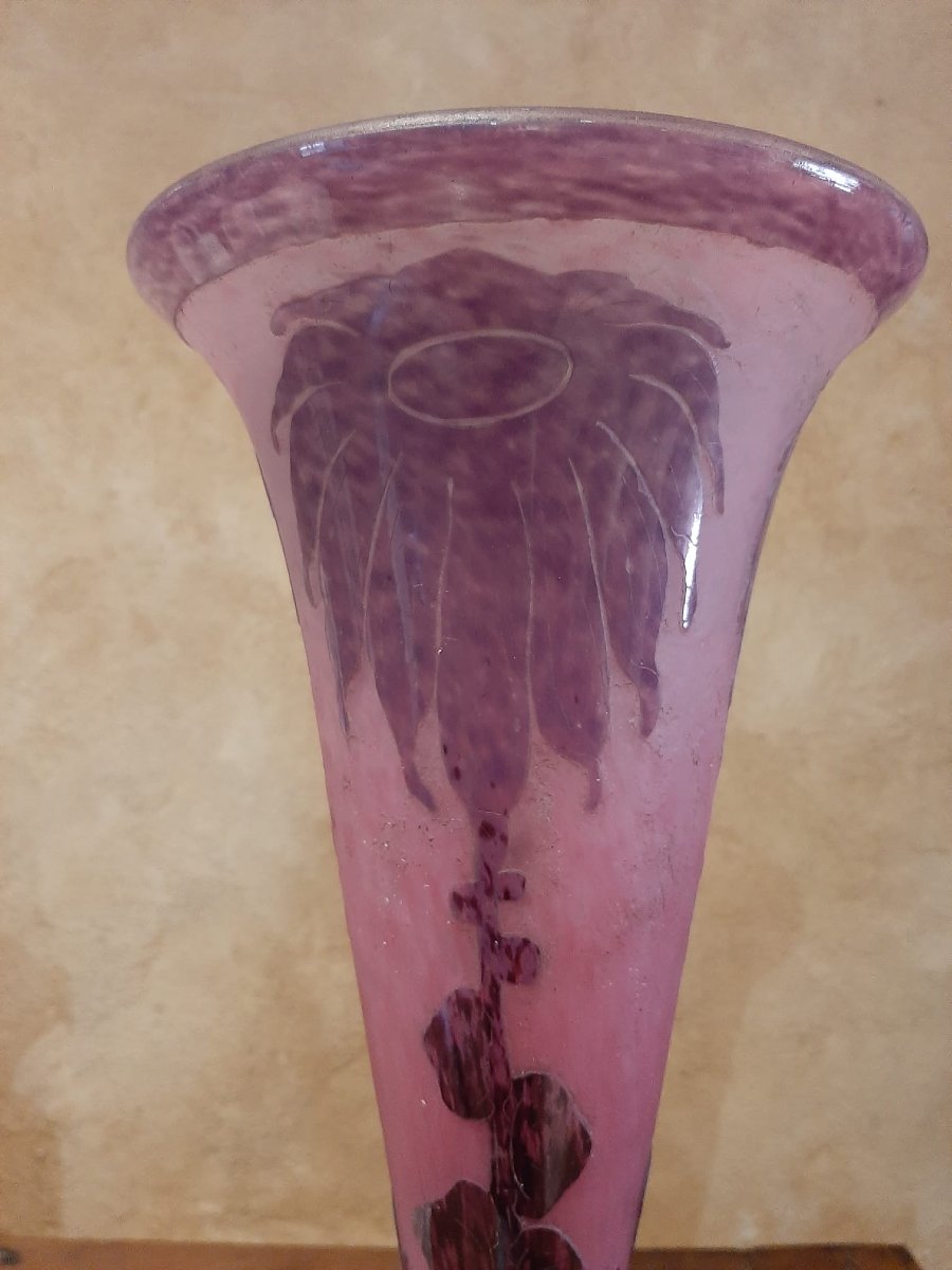 Art Deco Vase Dahlias Series - French Glass C. Schneider 1923/1926-photo-2