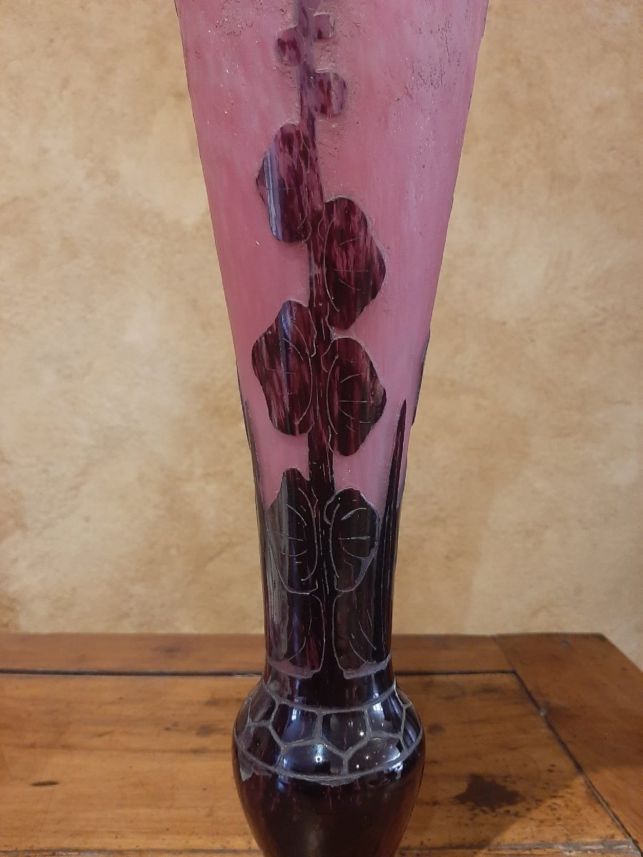Art Deco Vase Dahlias Series - French Glass C. Schneider 1923/1926-photo-4