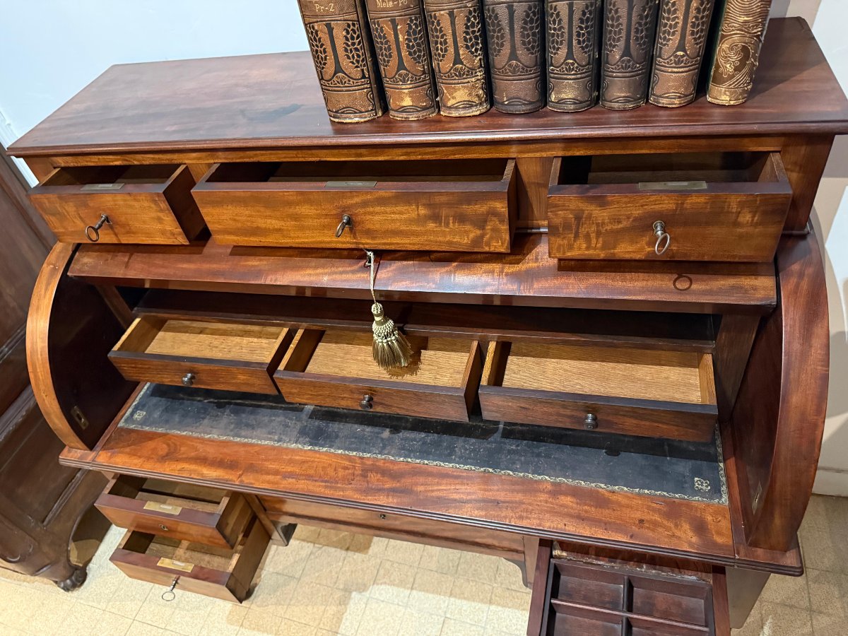 Mahogany Cylinder Desk - Directoire Style - Mid 19th Century -photo-6