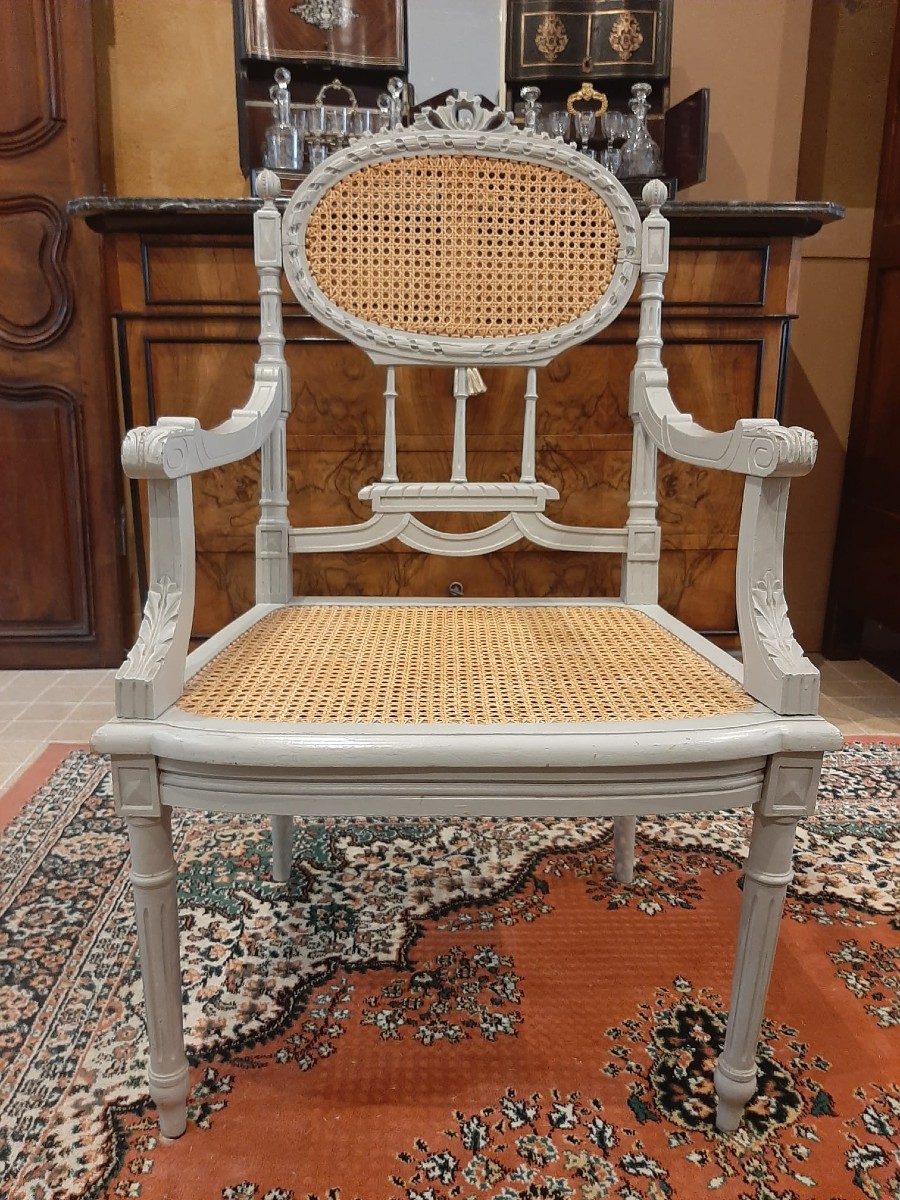 Fauteuil Canné Style Louis XVI - Fin XVIIIème Siècle