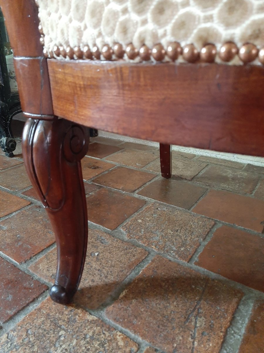 Paire De Fauteuils Acajou à Crosse - Epoque Restauration - XIXème-photo-4