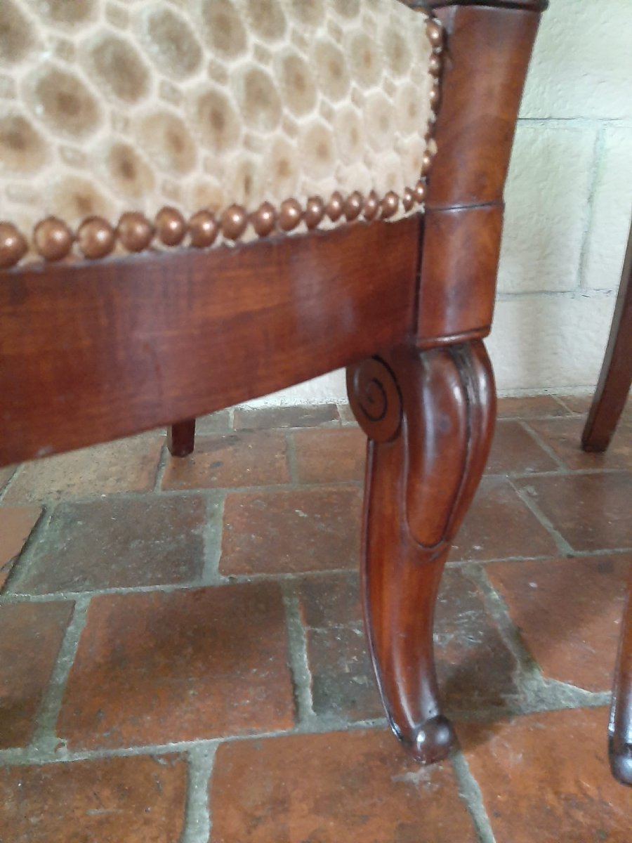 Paire De Fauteuils Acajou à Crosse - Epoque Restauration - XIXème-photo-7