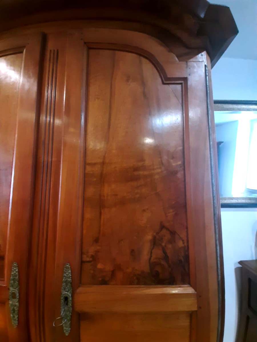 Louis XV Cabinet With Gendarme Hat - Walnut And Fruitwood - 18th Century-photo-2