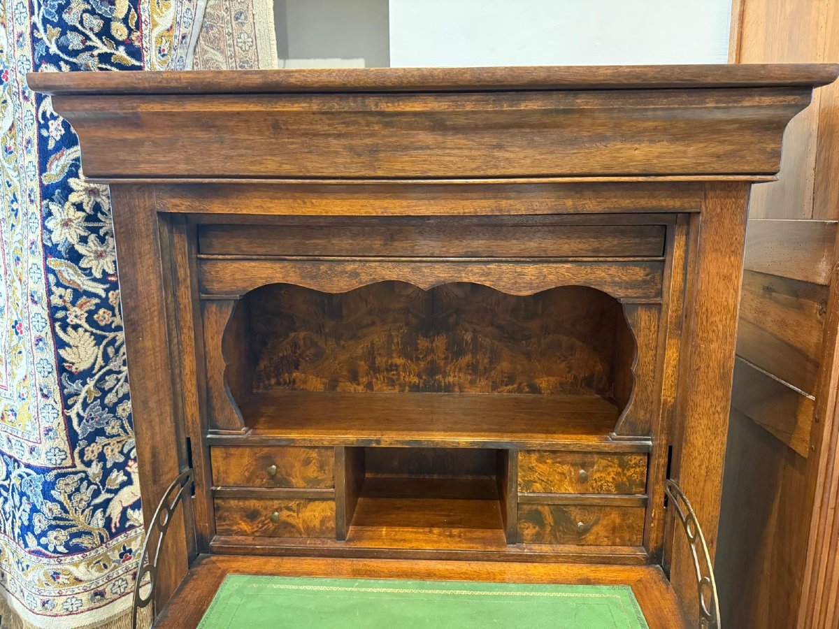 Charles X Style Secretary In Mahogany And Fruitwood Veneer - 19th Century-photo-2