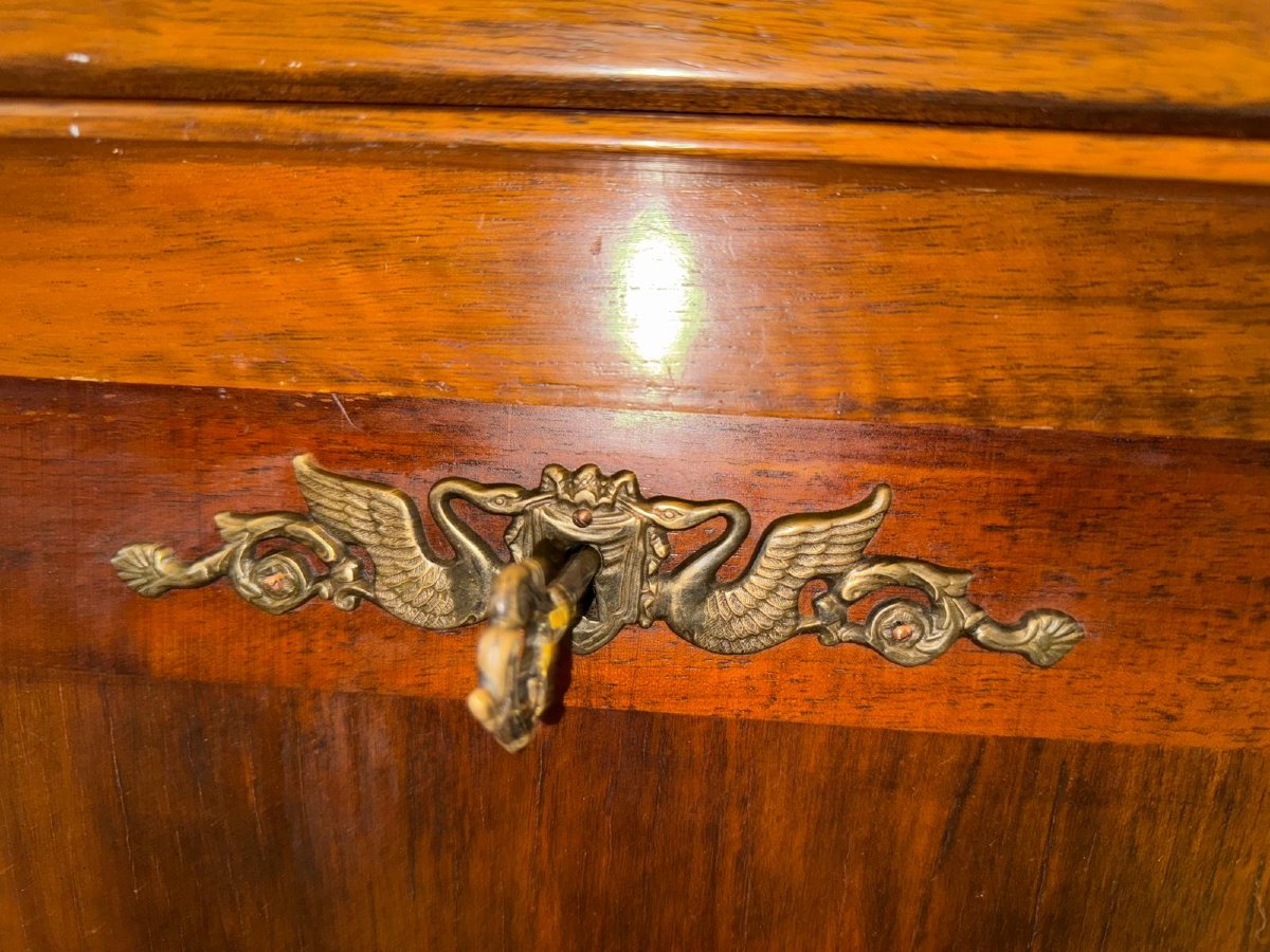 Charles X Style Secretary In Mahogany And Fruitwood Veneer - 19th Century-photo-6