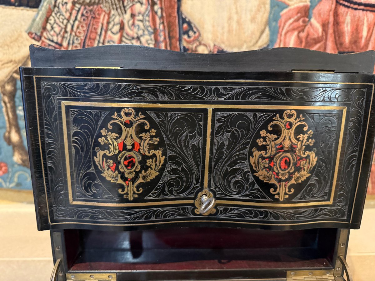 Napoleon III Liquor Cabinet - 19th Century Marquetry Box-photo-3