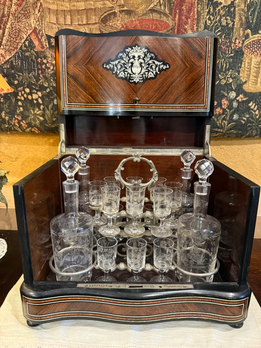 Boulle Liqueur Cellar, Napoleon III - 19th Century-photo-3