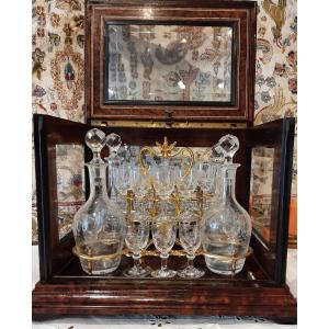 Napoleon III Liqueur Cellar - Marquetry And Beveled Glass Panels -