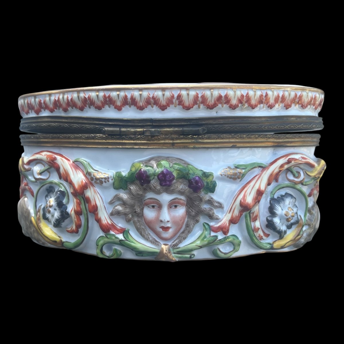 Capodimonte Porcelain Jewelry Box, 19th Century, Depicting Vulcan's Forge-photo-2