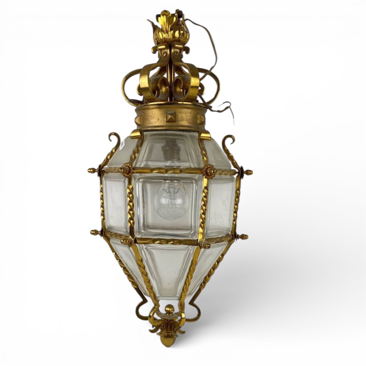 Lanterne de style Louis XIV, modèle Versailles, de la fin du XIXe siècle, en bronze et cristal