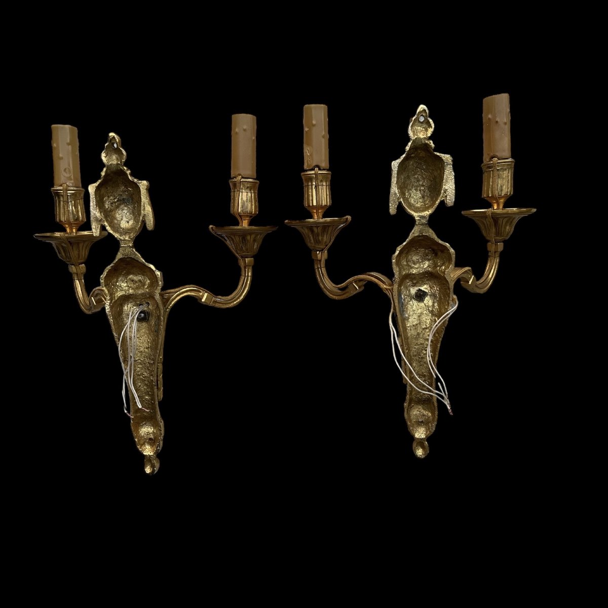 Paire d’appliques en bronze à tête de bélier, style Louis XVI, fin du XIXe siècle-photo-3