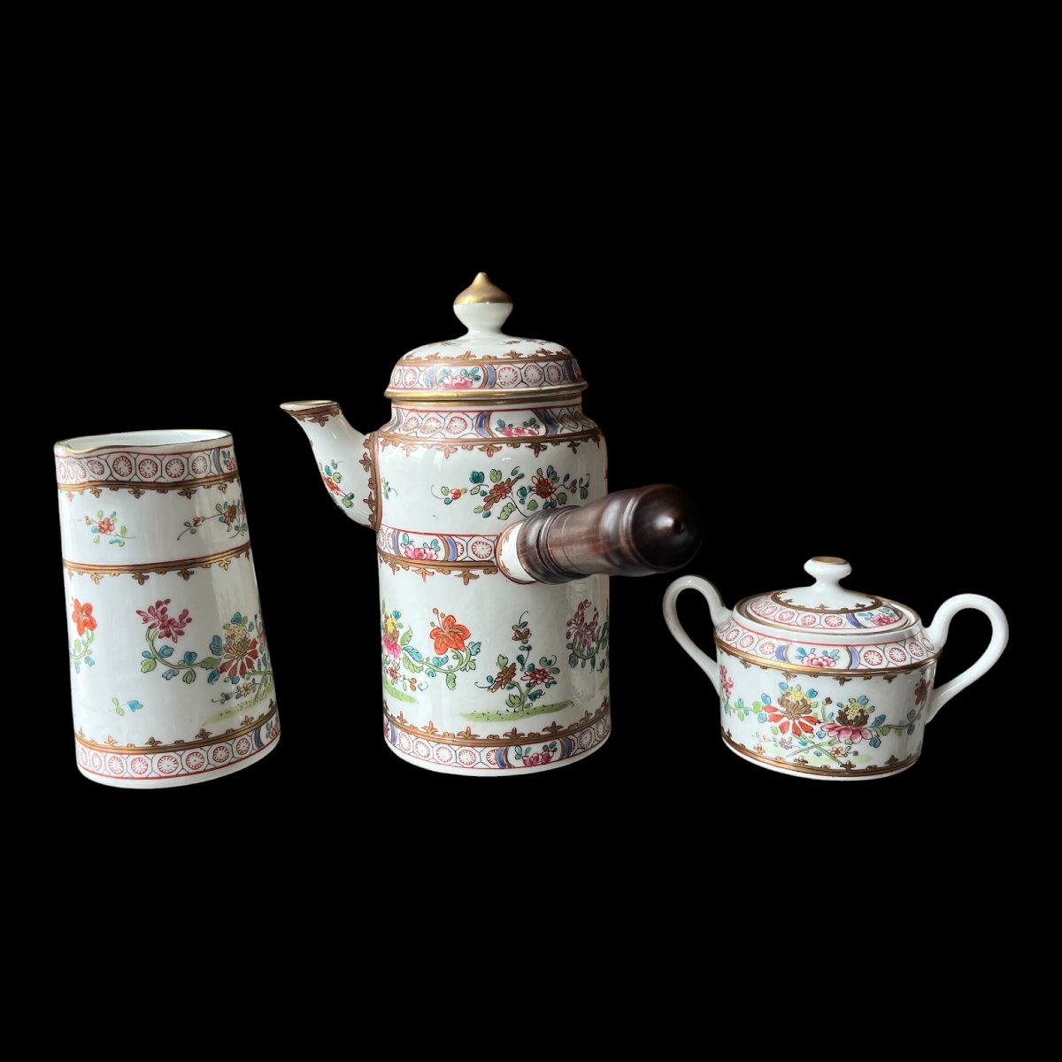 Porcelain Chocolate Serving Set By Maison Leduc, 19th Century-photo-3