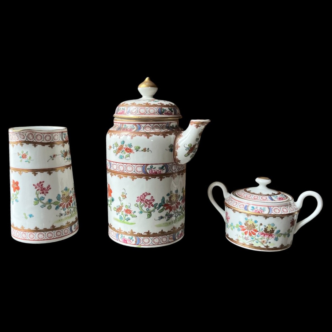 Porcelain Chocolate Serving Set By Maison Leduc, 19th Century-photo-4