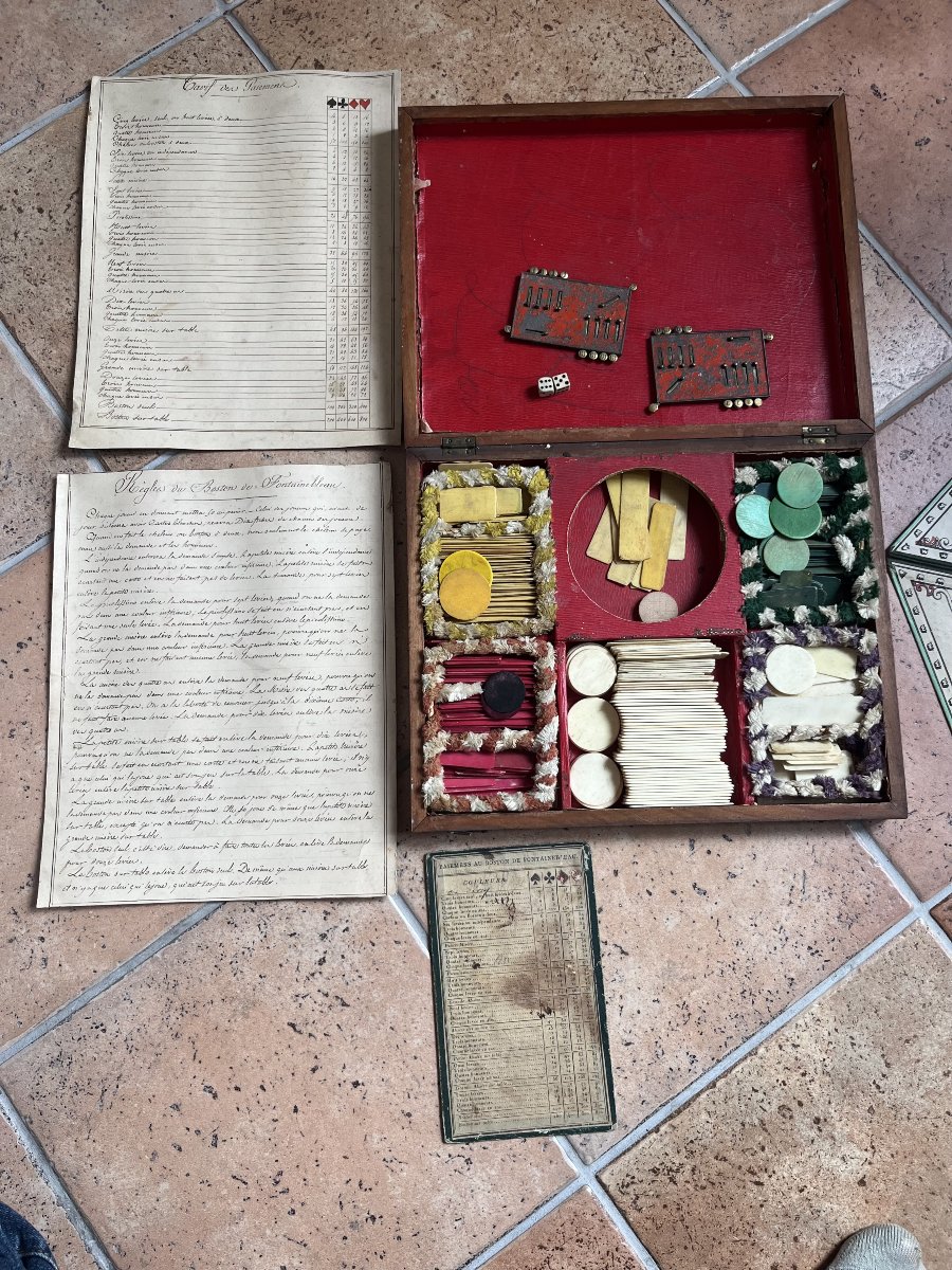 Coffret de jeu de Boston et Bog de la maison Alphonse Giroux Paris début XIXe 