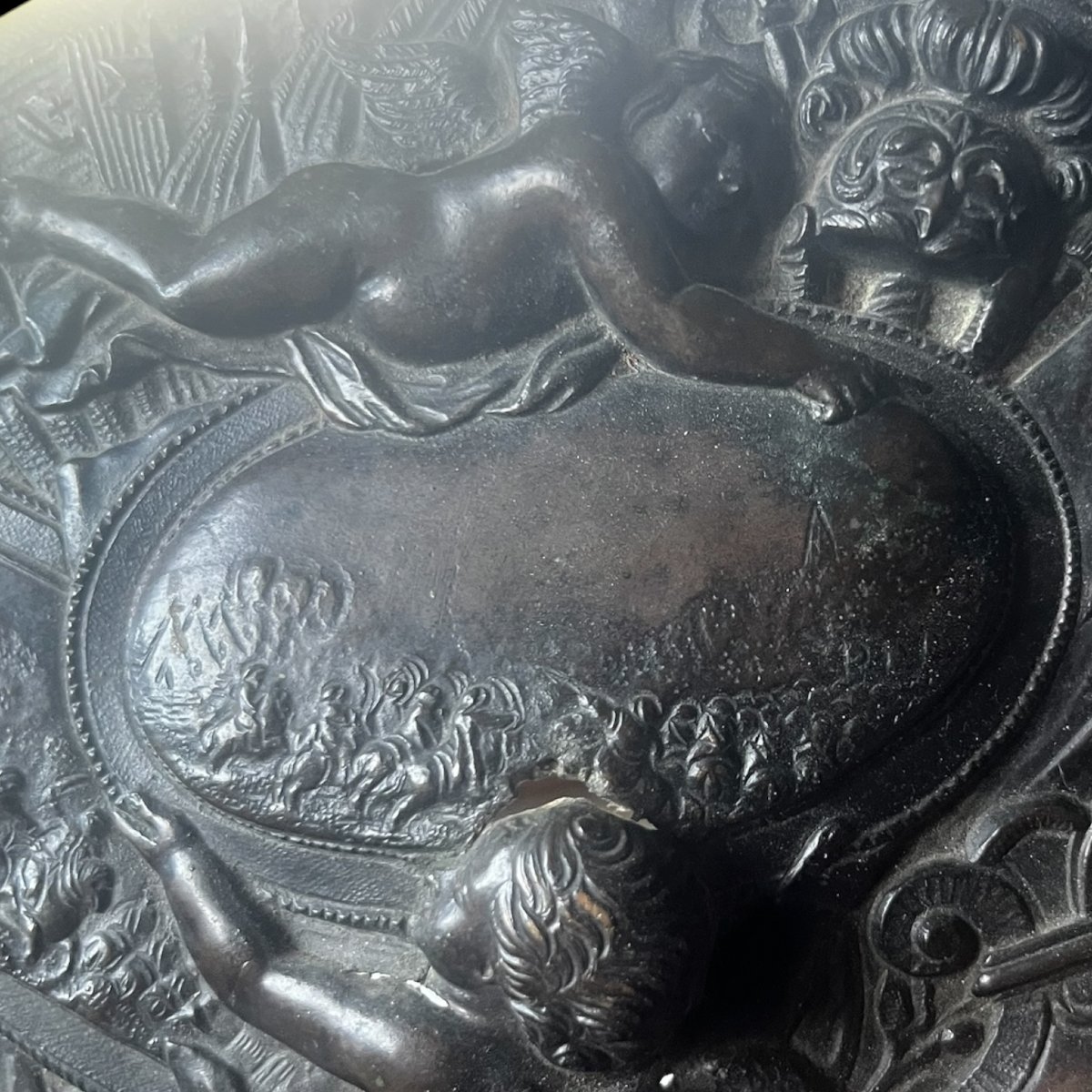 Cast-iron Medallion Depicting An Allegory Of War From The Louis XIV Era-photo-1