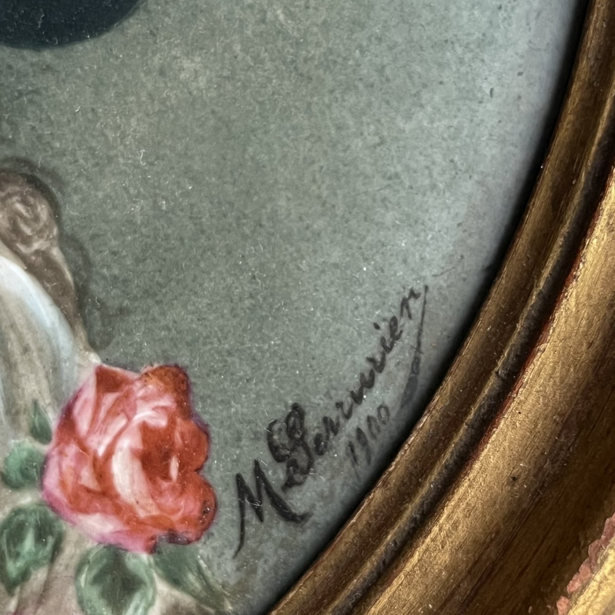 Portrait de la duchesse Georgiana de Devonshire sur porcelaine 1900-photo-2