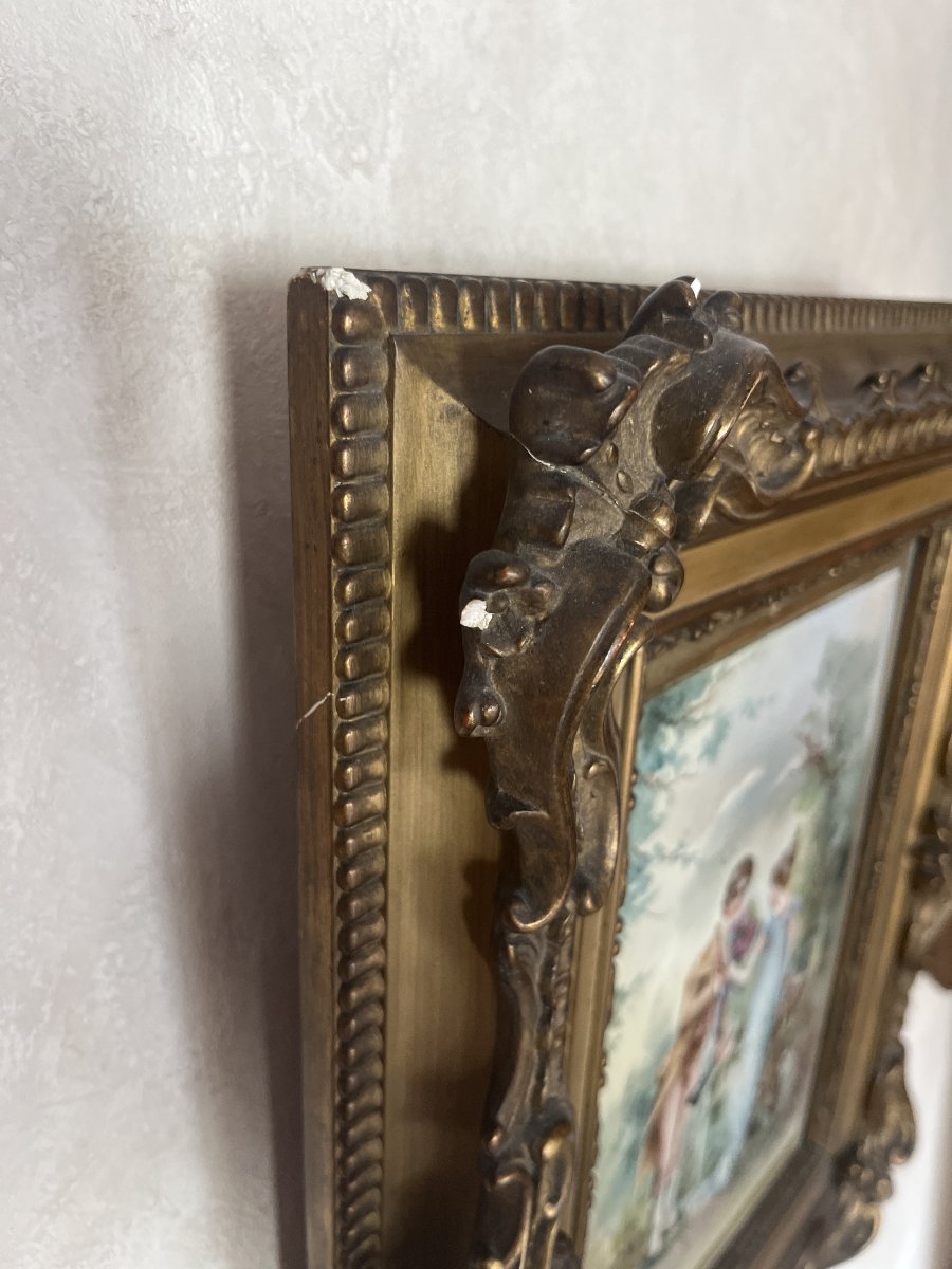 Romantic Scene On Porcelain By Madeleine Lamberts, Late 19th Century-photo-1