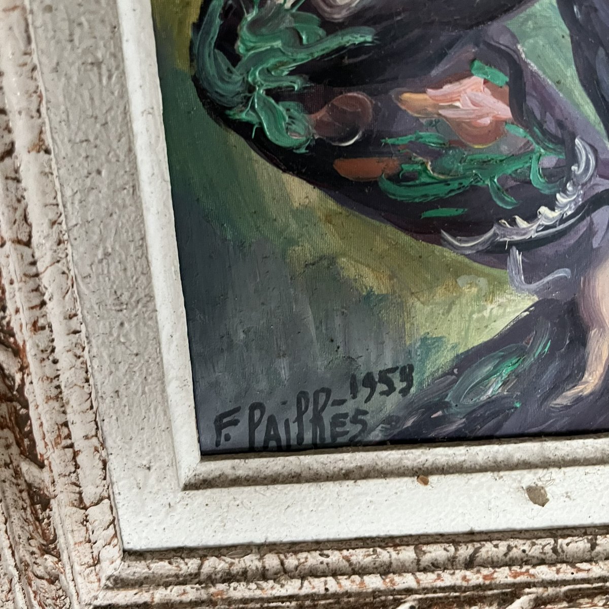 Tableau de Fred Pailhès  huile sur panneau portrait de femme antillaise-photo-2
