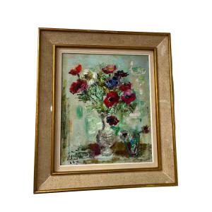 Tableau d'un bouquet de coquelicots de Lilian Whitteker 1967