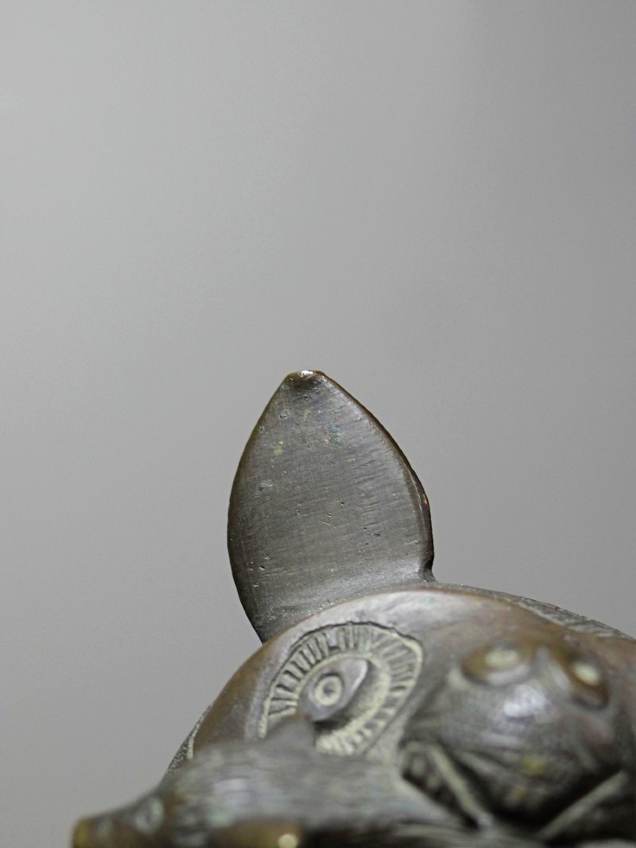 Subject, Lion, Hyena, Beast In Bronze From Benin Dahomey Cotonou Vintage/old-photo-5