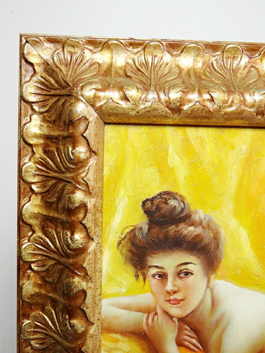 Reproduction Of "nude On A Cushion" "the Lazy Woman" After Daniel Hernández Morillo-photo-1