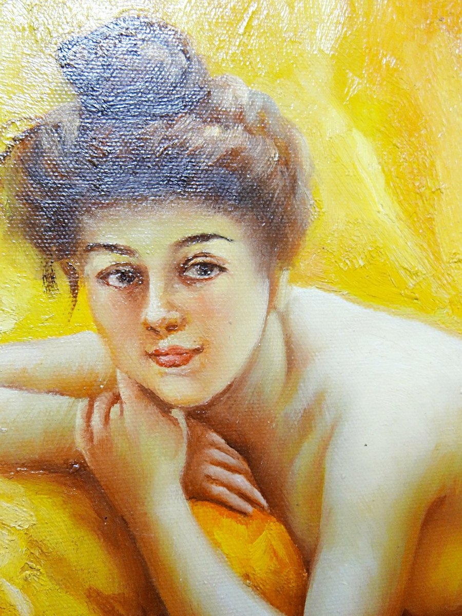 Reproduction Of "nude On A Cushion" "the Lazy Woman" After Daniel Hernández Morillo-photo-4