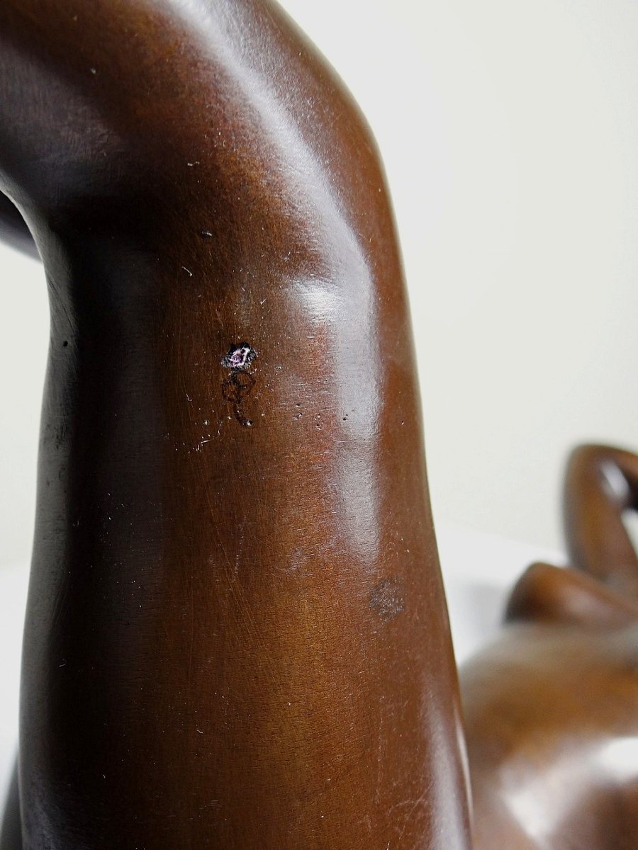 Large Nude Female Statuette, Venus In Vintage Bronze Charm-photo-7
