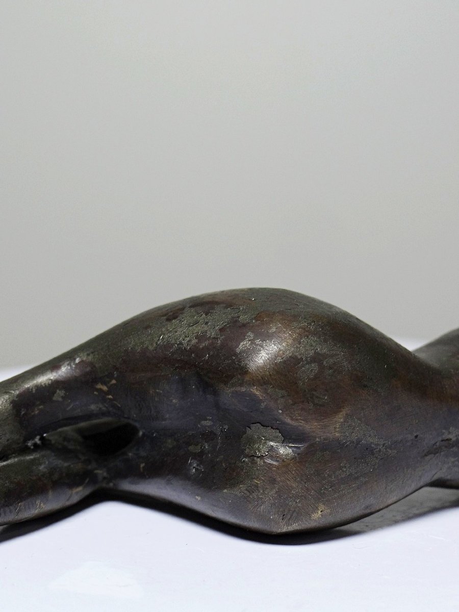 Small Mid-century Bronze, Small Bather, Reclining Nude Woman-photo-3