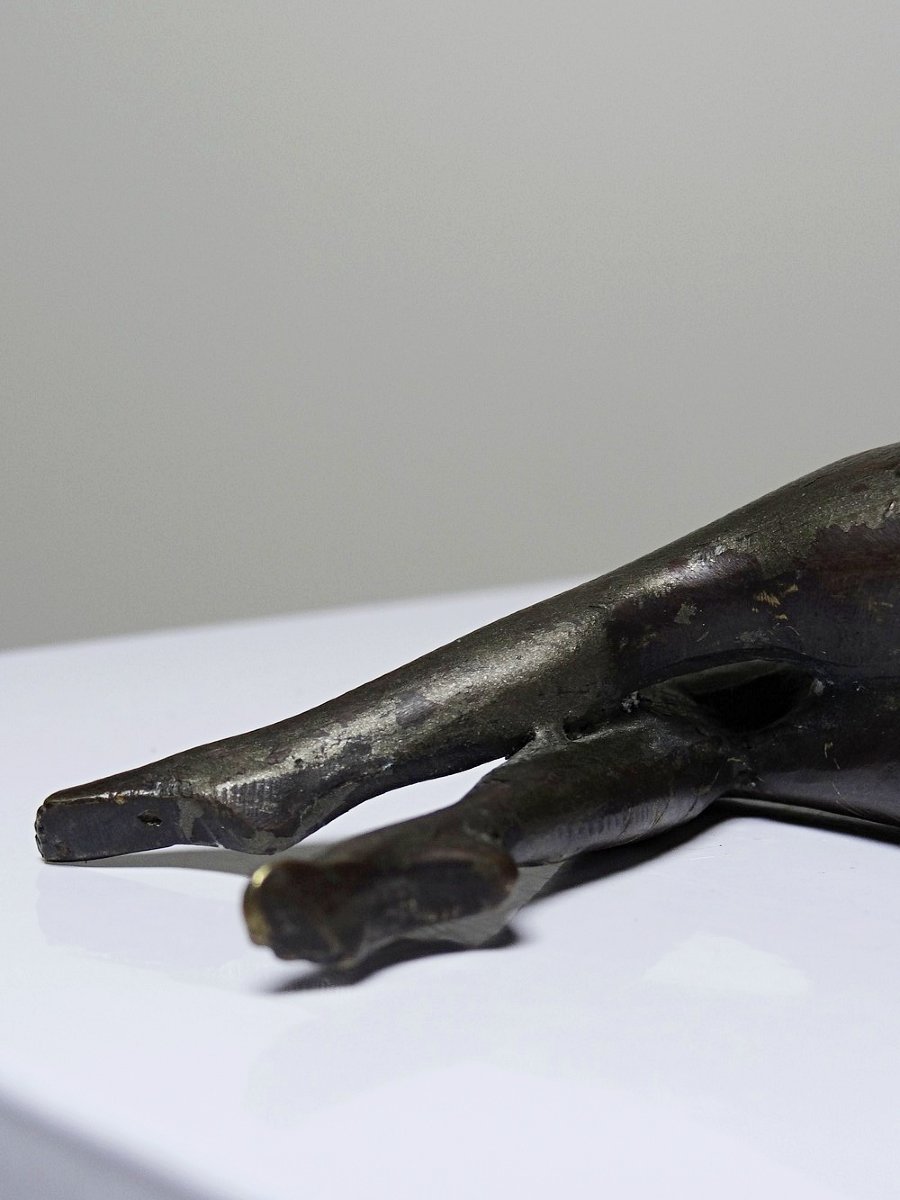 Small Mid-century Bronze, Small Bather, Reclining Nude Woman-photo-4