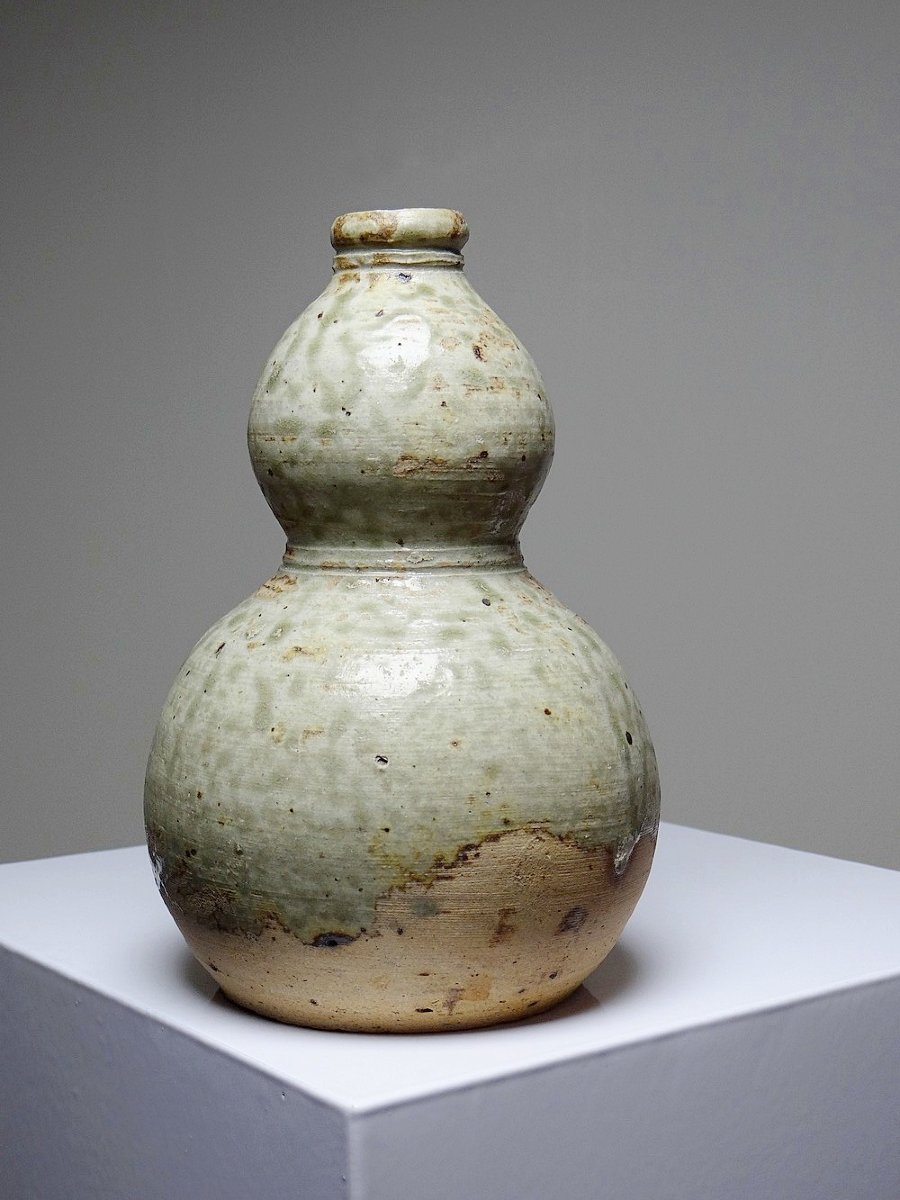 Small Double Sake Flask, Japanese Ceramic, Iga, Vintage/old Collection-photo-2