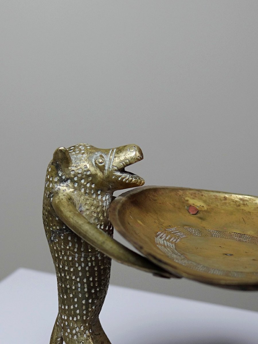 Ring Sizer, Cup, Monkey Figurine In Vintage Brass Dahomey Benin Africa-photo-3