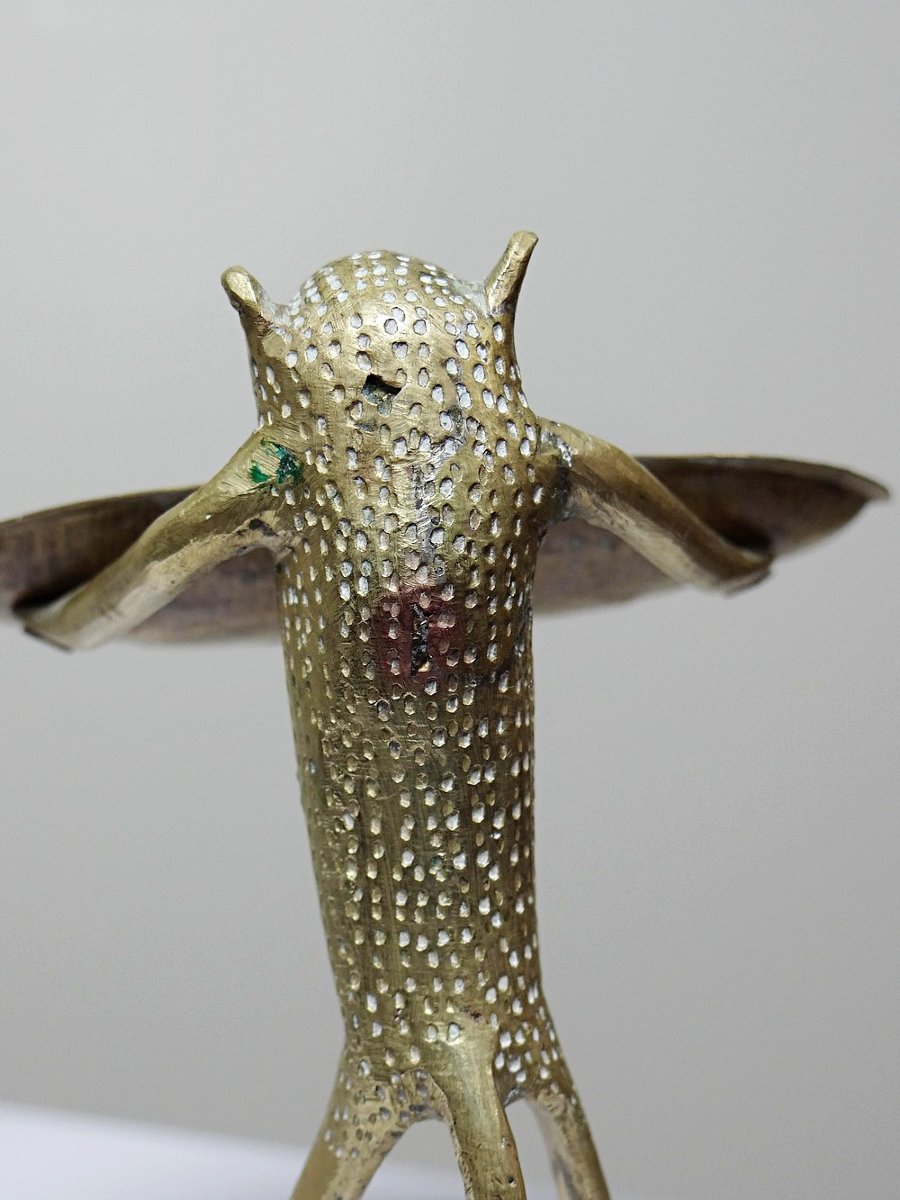 Ring Sizer, Cup, Monkey Figurine In Vintage Brass Dahomey Benin Africa-photo-6