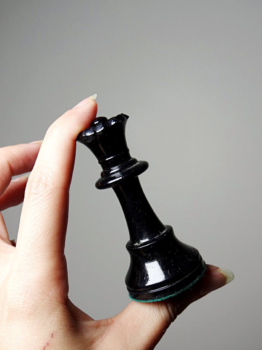 Classic Vintage Turned Wood Staunton Chess Set King 9cm-photo-6