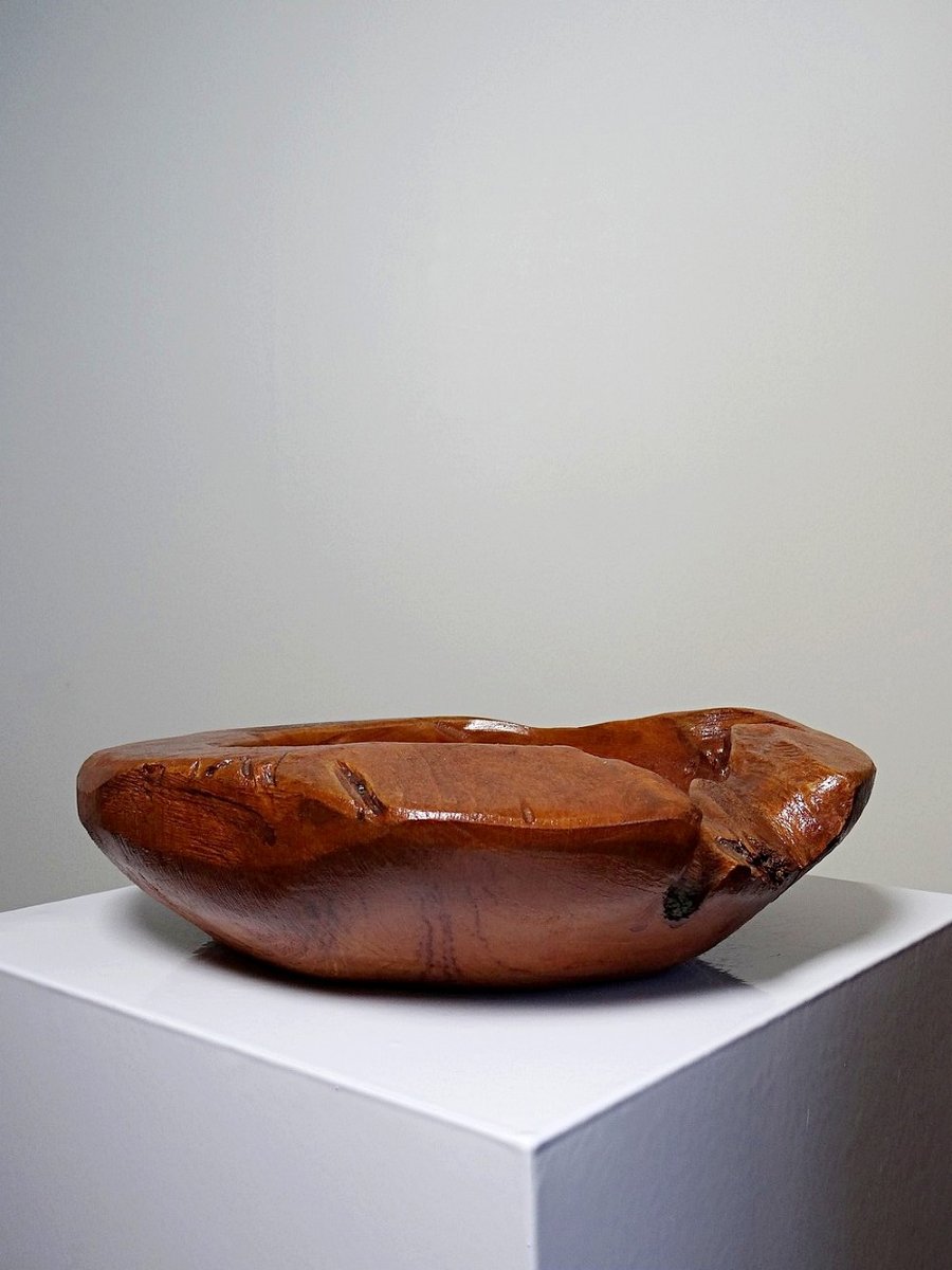 Large Vintage Nut Bowl Or Empty Pocket In Teak Wood, Italy, 1960s-70s-photo-3