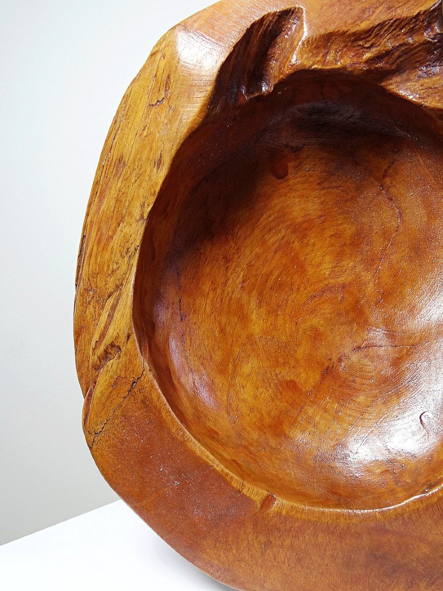 Large Vintage Nut Bowl Or Empty Pocket In Teak Wood, Italy, 1960s-70s-photo-2