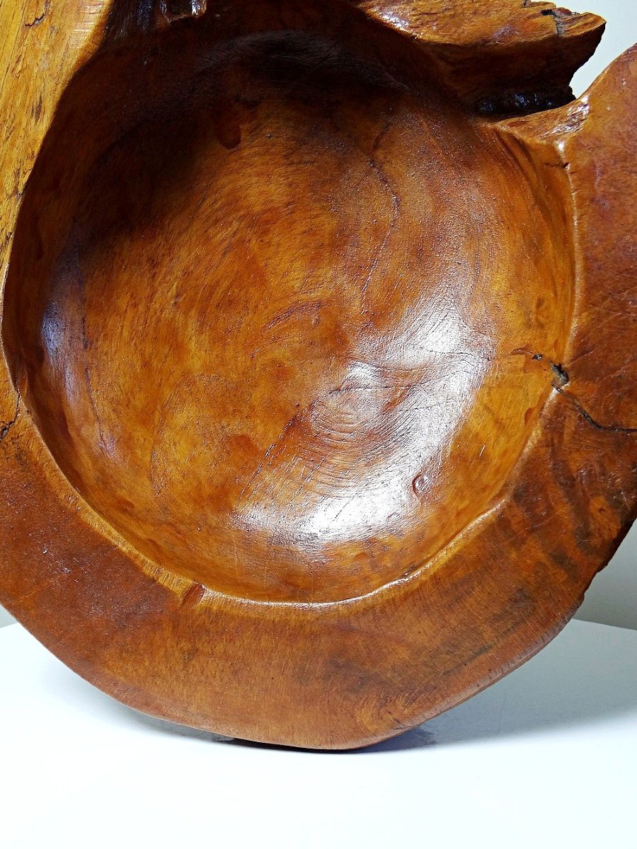 Large Vintage Nut Bowl Or Empty Pocket In Teak Wood, Italy, 1960s-70s-photo-3